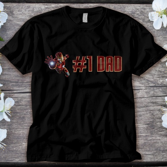Iron Man Number 1 Dad Father's Day T-Shirt Unisex Adult T-shirt Kid Shirt - Picture 1 of 2